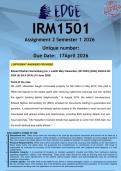 IRM1501 Assignment 2 &lpar;ANSWERS&rpar; Semester 1 2026 - DISTINCTION GUARANTEED