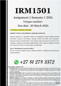 IRM1501 Assignment 1 &lpar;COMPLETE ANSWERS&rpar; Semester 1 2026 - DUE 20 March 2026