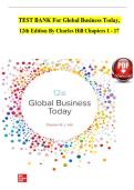 TEST BANK For Global Business Today&comma; 12th Edition By Charles Hill&comma; Verified Chapters 1 - 17&comma; Complete Newest Version