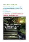 FULL TEST BANK FOR THEORY AND PRACTICE OF COUNSELING AND PSYCHOTHERAPY &lpar;MINDTAP COURSE LIST&rpar; 11TH EDITION BY GERALD COREY  ALL CHAPTERS 1-16 &vert; VERIFIED AND DETAILED ANSWERS &vert; ANSWERS KEY &lpar;2026&rpar;
