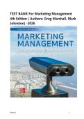 Test Bank For Marketing Management 4th Edition &lpar; Authors&colon; Greg Marshall&comma; Mark Johnston&rpar; -2026&vert; All Chapters 1-14&vert; Latest Edition