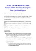 FLORIDA 2-40 HEALTH INSURANCE Actual PRACTICE EXAM 1 &ndash; Florida-Specific Compliance Focus &vert; Questions & Answers