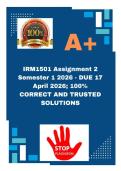 IRM1501 Assignment 2 Semester 1 2026 - DUE 17 April 2026&semi; 100&percnt; CORRECT AND TRUSTED SOLUTIONS