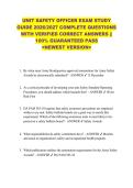 UNIT SAFETY OFFICER EXAM STUDY  GUIDE 2026&sol;2027 COMPLETE QUESTIONS  WITH VERIFIED CORRECT ANSWERS &vert;&vert;  100&percnt; GUARANTEED PASS  <NEWEST VERSION> 
