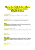 Adjuster Pro &ndash; Florida Certified Adjuster Glossary &vert; Verified Questions and Correct Answers &vert; 2026&sol;2027 A&plus; Grade Edition