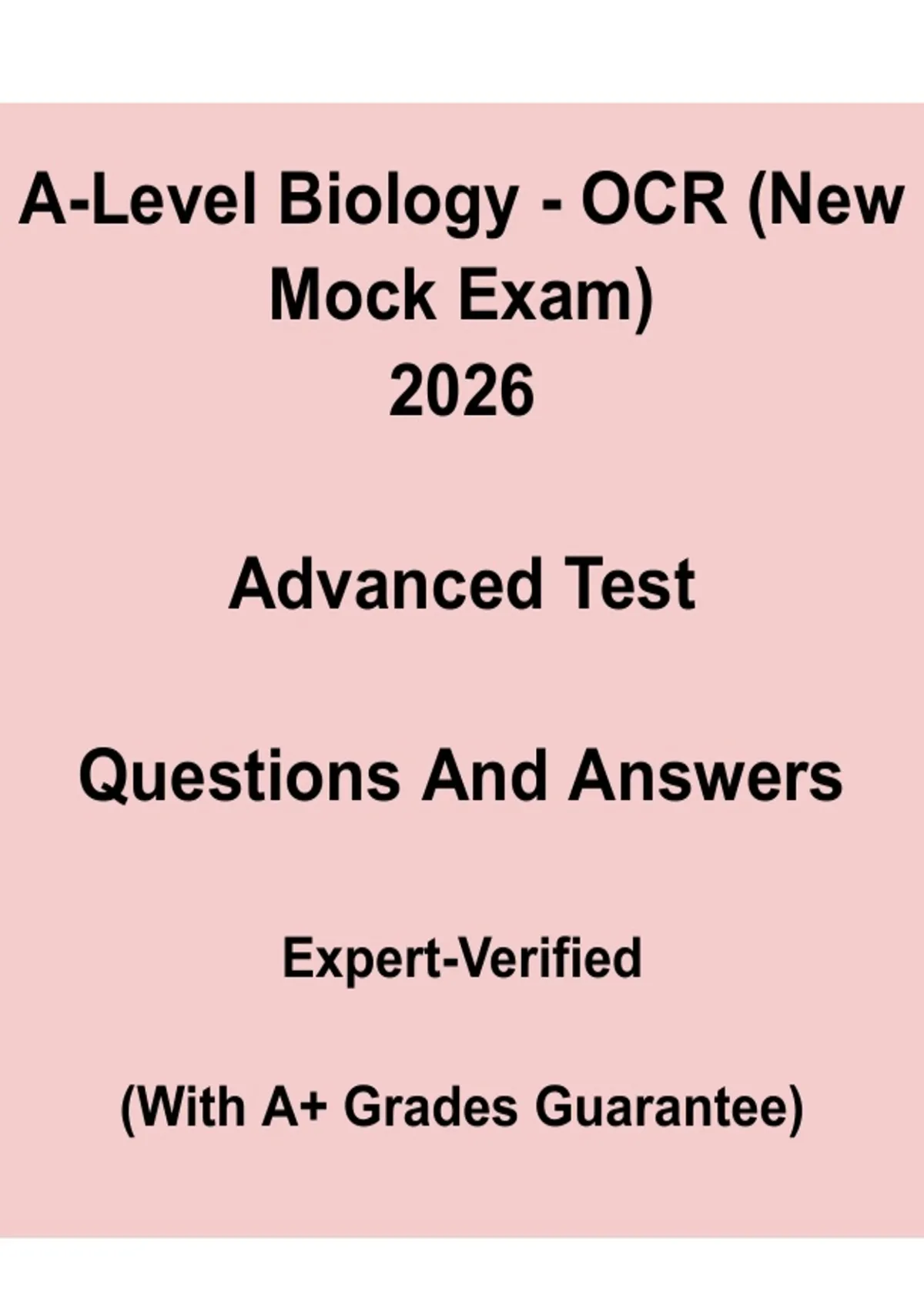 A-Level Biology OCR Mock Exam 2026 | New Practice Paper - Biology ...