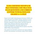 NAMS CERTIFIED MENOPAUSE  PRACTITIONER &lpar;CMP&rpar; PRACTICE  EXAM QUESTIONS AND CORRECT  ANSWERS WITH RATIONALES  GRADED A&plus; LATEST