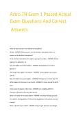 Astro 7N Exam 1 Passed Actual  Exam Questions And Correct  Answers 