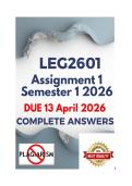 LEG2601 Assignment 1 Semester 1 2026 - DUE 13 April 2026 &lbrack;complete ansers&rsqb;&semi;100&percnt;trusted work&period;