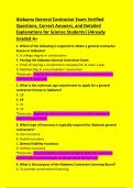 Alabama General Contractor Exam Verified  Questions&comma; Correct Answers&comma; and Detailed  Explanations for Science Students&vert;&vert;Already  Graded A&plus; 