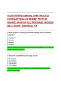 TEXAS MIDWIFE LICENSING EXAM &ndash; PRACTICE  EXAM QUESTIONS AND CORRECT ANSWERS  &lpar;VERIFIED ANSWERS&rpar; PLUS RATIONALES 2025&sol;2026  Q&A &vert; INSTANT DOWNLOAD PDF