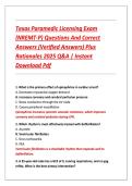 Texas Paramedic Licensing Exam  &lpar;NREMT-P&rpar; Questions And Correct  Answers &lpar;Verified Answers&rpar; Plus  Rationales 2025 Q&A &vert; Instant  Download Pdf