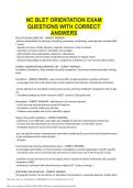 NC BLET ORIENTATION EXAM QUESTIONS WITH CORRECT ANSWERS