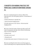 CONCEPTS FOR NURSING PRACTICE TEST PAPER 2026 COMPLETE RESPONSES GRADED A&plus;
