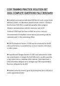 COR TRAINING PRACTICE SOLUTION SET 2026 COMPLETE QUESTIONS FULLY RESOLVED