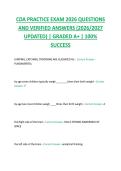 CDA PRACTICE EXAM 2026 QUESTIONS  AND VERIFIED ANSWERS &lpar;2026&sol;2027  UPDATED&rpar; &vert; GRADED A&plus; &vert; 100&percnt;  SUCCESS