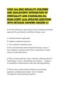 COUC 506 QUIZ SEXUALITY CHILDREN AND ADOLESCENTS INTEGRATION OF SPIRITUALITY AND COUNSELING D16 EXAM SCRIPT 2026 UPDATED QUESTIONS WITH DETAILED ANSWERS GRADED A&plus;