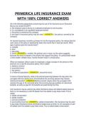 PRIMERICA LIFE INSURANCE EXAM WITH 100- CORRECT ANSWERS