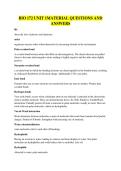 BIO 172 UNIT 1MATERIAL QUESTIONS AND ANSWERS