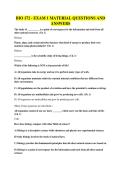 BIO 172 - EXAM 1 MATERIAL QUESTIONS AND ANSWERS