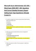 Microsoft Azure Administrator &lpar;AZ-104&rpar; &ndash;  Mock Exam 2026-2027- 100- Questions  And Correct Detailed Answers &lpar;Expert  Setting Exam Type Questions&rpar; &vert;Already  Graded A&plus;  