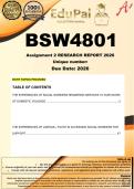 BSW4801 Assignment 2 Research Report &lpar;COMPLETE ANSWERS&rpar;  2026 - DUE 2026