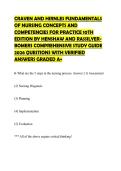CRAVEN AND HIRNLES FUNDAMENTALS OF NURSING CONCEPTS AND COMPETENCIES FOR PRACTICE 10TH EDITION BY HENSHAW AND RASSILYERBOMERS COMPREHENSIVE STUDY GUIDE 2026 QUESTIONS WITH VERIFIED ANSWERS GRADED A&plus;