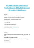 AZ-104 Exam 2026 Questions and  Verified Answers &lpar;2026&sol;2027 Updated&rpar;  &vert; Graded A&plus; &vert; 100&percnt; Success