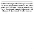Test Bank & Complete Exam Study Resource for The Human Body in Health & Disease&comma; 8th Edition &lpar;2026&sol;2027&rpar; by Kevin T&period; Patton&comma; Frank B&period; Bell&comma; Terry Thompson & Peggie L&period; Williamson &mdash; All Chapters A&plus; Questions & Detailed Answers