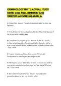 CRIMINOLOGY UNIT 3 ACTUAL STUDY NOTES 2026 FULL SUMMARY AND VERIFIED ANSWERS GRADED A&plus;