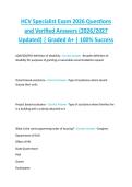 HCV Specialist Exam 2026 Questions  and Verified Answers &lpar;2026&sol;2027  Updated&rpar; &vert; Graded A&plus; &vert; 100&percnt; Success 