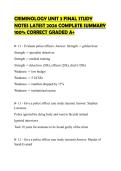 CRIMINOLOGY UNIT 3 FINAL STUDY NOTES LATEST 2026 COMPLETE SUMMARY 100&percnt; CORRECT GRADED A&plus;
