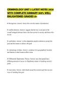 CRIMINOLOGY UNIT 3 LATEST NOTES 2026 WITH COMPLETE SUMMARY 100&percnt; WELL ENLIGHTENED GRADED A&plus;