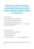ISSA Final Exam 2026 Transformation  Specialist 2026 Questions and Verified  Answers &lpar;2026&sol;2027 Updated&rpar; &vert; Graded  A&plus; &vert; 100&percnt; Success