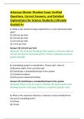 Arkansas Master Plumber Exam Verified  Questions&comma; Correct Answers&comma; and Detailed  Explanations for Science Students&vert;&vert;Already  Graded A&plus; 