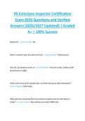 PA Emissions Inspector Certification  Exam 2026 Questions and Verified  Answers &lpar;2026&sol;2027 Updated&rpar; &vert; Graded  A&plus; &vert; 100&percnt; Success 