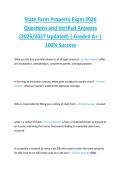 State Farm Property Exam 2026  Questions and Verified Answers  &lpar;2026&sol;2027 Updated&rpar; &vert; Graded A&plus; &vert;  100&percnt; Success