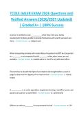 TCOLE JAILER EXAM 2026 Questions and  Verified Answers &lpar;2026&sol;2027 Updated&rpar;  &vert; Graded A&plus; &vert; 100&percnt; Success