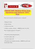 FISDAP EMT Medical Exam Prep Questions and Answers 100&percnt; Pass