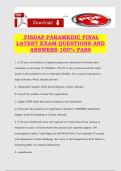 FISDAP PARAMEDIC FINAL LATEST EXAM QUESTIONS AND ANSWERS 100&percnt; PASS