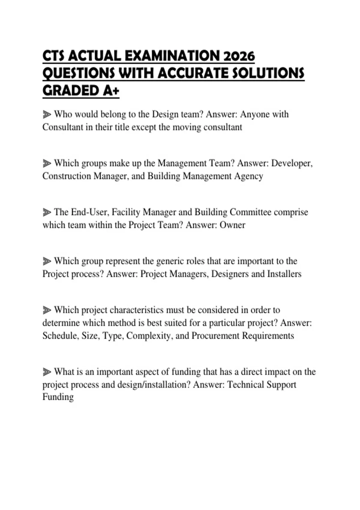 Sample Cts Question CTS ACTUAL EXAMINATION 2026 QUESTIONS WITH ACCURATE SOLUTIONS GRADED A+ ...