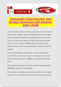Paramedic Final Practice test &lpar;fisdap&rpar; Questions and Answers 100&percnt; PASS