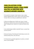CWEA COLLECTIONS SYSTEM MAINTENANCE GRADE 3 FINAL PAPER 2026 FULL 82 QUESTIONS WITH ACCURATE ANSWERS GRADED A&plus;