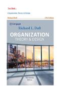 Test Bank - Organization Theory & Design 13th Edition by Richard Daft&comma; All Chapters
