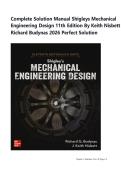 Complete Solution Manual Shigleys Mechanical Engineering Design 11th Edition by Keith Nisbett Richard Budynas 2026 perfect solution