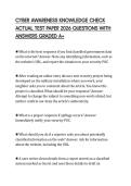 CYBER AWARENESS KNOWLEDGE CHECK ACTUAL TEST PAPER 2026 QUESTIONS WITH ANSWERS GRADED A&plus;