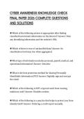 CYBER AWARENESS KNOWLEDGE CHECK FINAL PAPER 2026 COMPLETE QUESTIONS AND SOLUTIONS