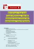NUR 210 Exam 2 Study Guide Principles of Pharmacology &ndash; Galen 2026 Updated Exam Questions & Answers With Detailed Rationales &vert; Instant PDF Download 