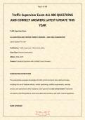 Traffic Supervisor Exam ALL 400 QUESTIONS AND CORRECT ANSWERS LATEST UPDATE THIS YEAR&period;pdf