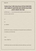 Florida 4-Hour Traffic School Exam ACTUAL EXAM 2026-2027 COMPLETE QUESTIONS AND VERIFIED SOLUTIONS LATEST UPDATE THIS YEAR&period;pdf